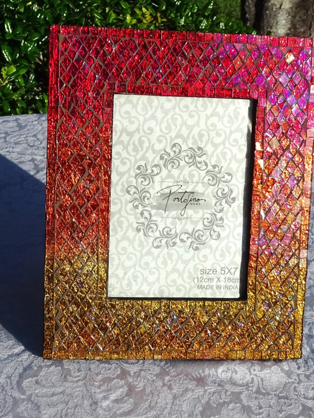 Portofino Red/Orange/Yellow Glass Picture Frame Holds 5"/7" Photo